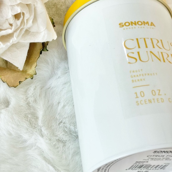 NWT SONOMA CITRUS SUNRISE CANDLE IN A CAN 10oz smells AMAZING! grapefruit,berry - Picture 4 of 5